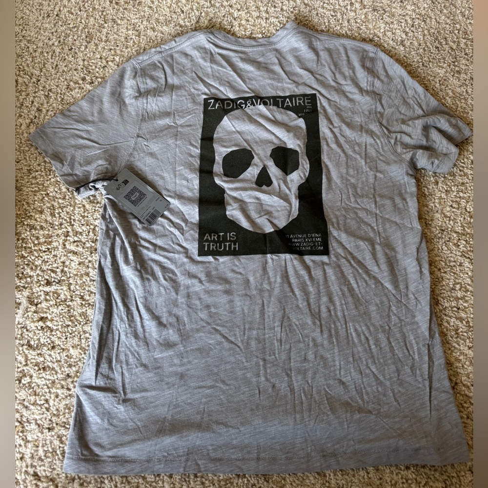 Zadig & Voltaire Gray Skull Graphic Tee